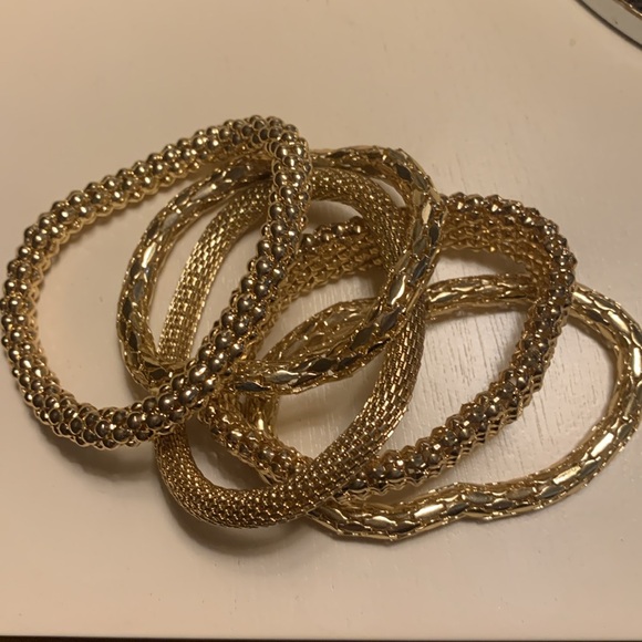 Elegant Gold tone Stacking Bracelets - Picture 2 of 2